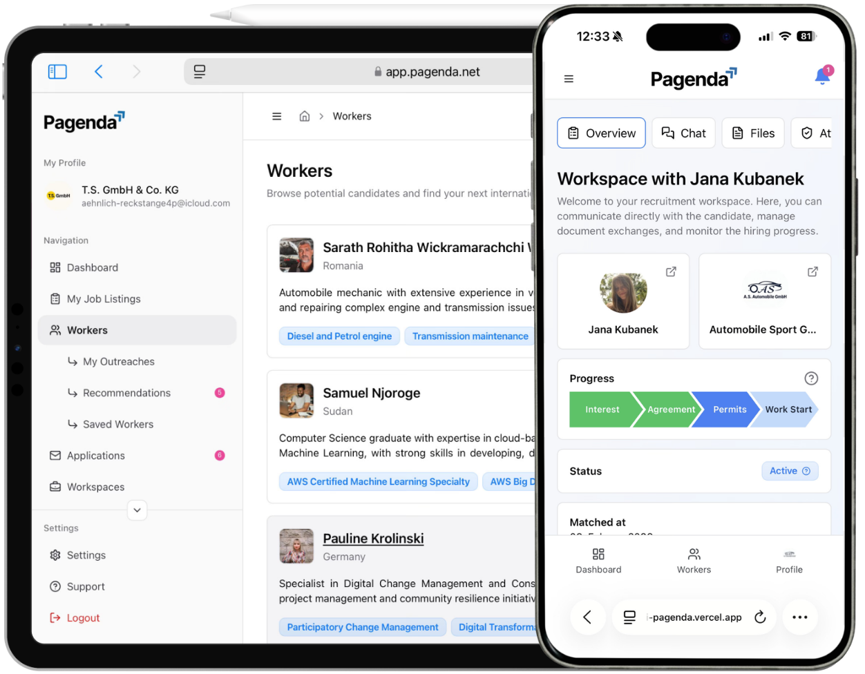 Pagenda on iPad and iPhone